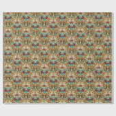 Turquoise & Goud Sierlijke Damast Cadeaupapier (Vlak)