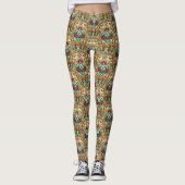 Turquoise & Goud Sierlijke Damast Leggings (Voorkant)