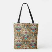 Turquoise & Goud Sierlijke Damast Tote Bag (Achterkant)