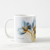 Turquoise Goud Transparante Haze Bloem | Je naam Koffiemok (Links)