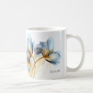 Turquoise Goud Transparante Nevel Bloem Jouw Naa Koffiemok