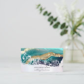 *~* Turquoise Goud Wit QR Agaat AP66 Glam Luxe Visitekaartje (Staand voorkant)