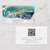*~* Turquoise Goud Wit QR Agaat AP66 Glam Luxe Visitekaartje (Voorkant / Achterkant)