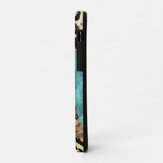 Turquoise Goud Zwart Luipaard Case-Mate iPhone Case (Achterkant/links)