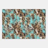 Turquoise Goud Zwart Luipaard Inpakpapier Vel (Voorkant 2)