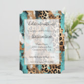 Turquoise Goud Zwart Luipaard Kaart (Staand voorkant)