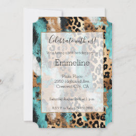Turquoise Goud Zwart Luipaard Kaart