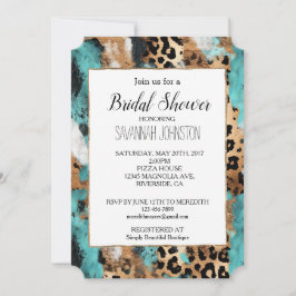 Turquoise Goud Zwart Luipaard Kaart