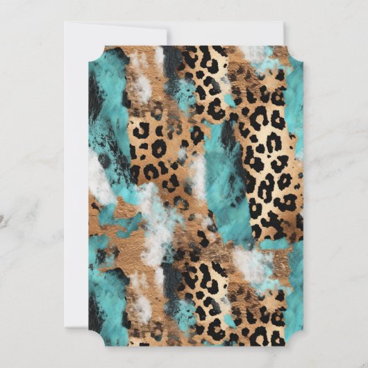 Turquoise Goud Zwart Luipaard Kaart (Achterkant)
