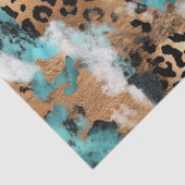 Turquoise Goud Zwart Luipaard Tissuepapier (Detail)