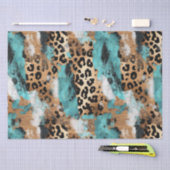 Turquoise Goud Zwart Luipaard Tissuepapier (Craft)