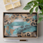 Turquoise Goud Zwart Luipaard Tissuepapier (Geschenk)
