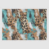 Turquoise Goud Zwart Luipaard Tissuepapier (Voorkant)