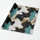 Turquoise goud, zwart wit Koeienhuid Cadeaupapier (Uitgerold)