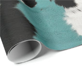 Turquoise goud, zwart wit Koeienhuid Cadeaupapier (Rol Hoek)
