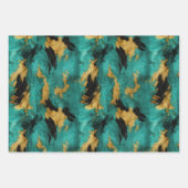 Turquoise goud, zwart wit Koeienhuid Inpakpapier Vel (Voorkant 2)