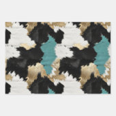 Turquoise goud, zwart wit Koeienhuid Inpakpapier Vel (Voorkant)