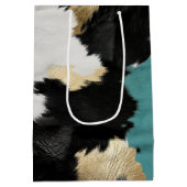 Turquoise goud, zwart wit Koeienhuid Medium Cadeauzakje (Achterkant)