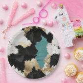 Turquoise goud, zwart wit Koeienhuid Papieren Bordje (Feest)