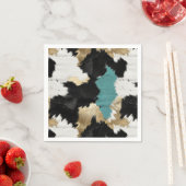 Turquoise goud, zwart wit Koeienhuid Servet (Insitu)
