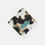 Turquoise goud, zwart wit Koeienhuid Servet (Hoek)