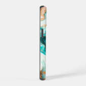 Turquoise Gouden Agaat Aangepaste Moderne Monogram iPhone 15 Case (Rechterkant)