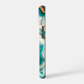Turquoise Gouden Agaat Aangepaste Moderne Monogram iPhone 15 Case (Linkerkant)
