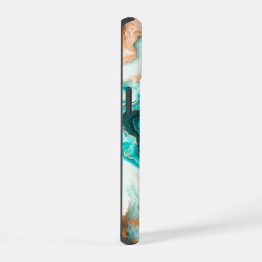 Turquoise Gouden Agaat Custom Modern Monogram iPhone 15 Case (Rechterkant)