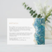 Turquoise gouden agaat moderne bruiloft informatiekaartje (Staand voorkant)