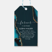 Turquoise & Gouden Begrafenis Gift Labels Cadeaulabel (Voorkant)