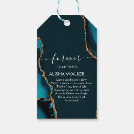 Turquoise & Gouden Begrafenis Gift Labels Cadeaulabel