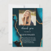 Turquoise & Gouden Begrafenis Memorial Dank u kaar Bedankkaart (Voorkant)