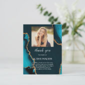 Turquoise & Gouden Begrafenis Memorial Dank u kaar Bedankkaart (Staand voorkant)