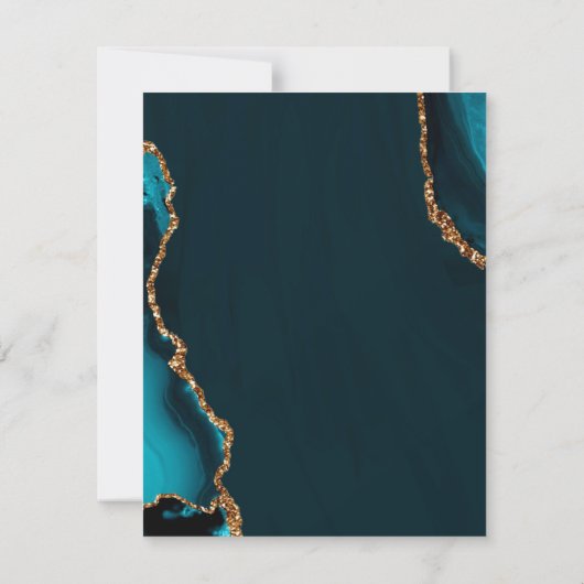 Turquoise & Gouden Begrafenis Memorial Dank u kaar Bedankkaart (Achterkant)