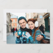 Turquoise Gouden Bloemen Fotobruiloft Bewaar de da Kaart (Achterkant)