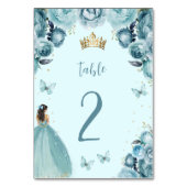 Turquoise Gouden Bloemen Prinses Quinceañera Kaart (Voorkant)
