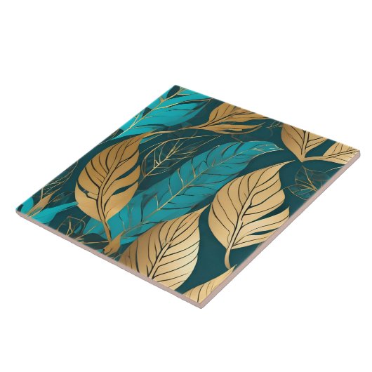 Turquoise gouden boho verlaat modern Collectie Tegeltje (Zijkant)