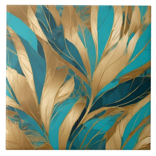 Turquoise gouden boho verlaat populair Collectie Tegeltje (Voorkant)