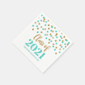 Turquoise Gouden Confetti Klasse van 2021 Afstuder Servet (Hoek)