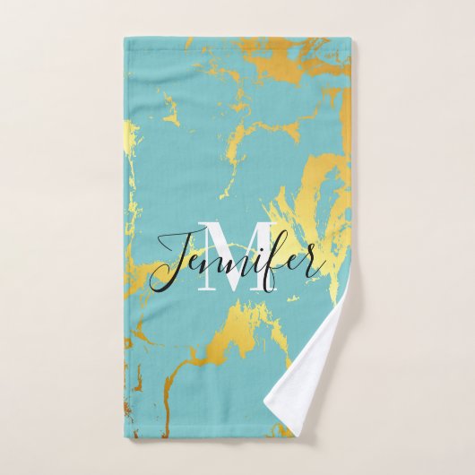 Turquoise gouden Folie Bad Handdoek (Handdoek)