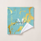 Turquoise gouden Folie Bad Handdoek (Wasdoekje)