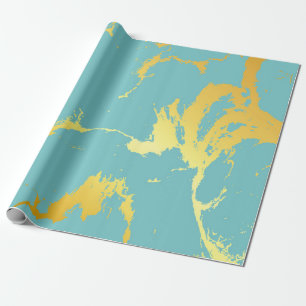Turquoise gouden Folie Cadeaupapier