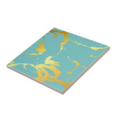 Turquoise gouden Folie Tegeltje (Zijkant)