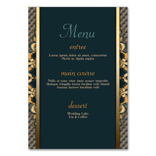 Turquoise Gouden Fractale Kant Unieke 2-in-1 Gaste Kaart (Achterkant)