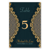 Turquoise Gouden Fractale Kant Unieke 2-in-1 Gaste Kaart (Voorkant)