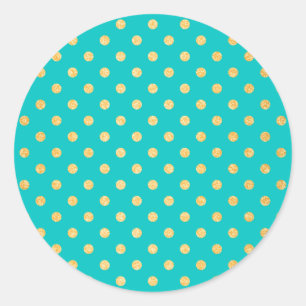 Turquoise gouden glitter polka stippen patroon ronde sticker