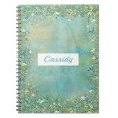 turquoise gouden glittersprankeling notitieboek (Voorkant)