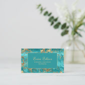 Turquoise Gouden Huwelijksplanner Visitekaartje (Staand voorkant)