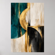 Turquoise Gouden Interlock Geometrische Abstracte 