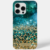 Turquoise Gouden Luipaardprint Galaxy Persoonlijk Case-Mate iPhone Case (Achterkant)